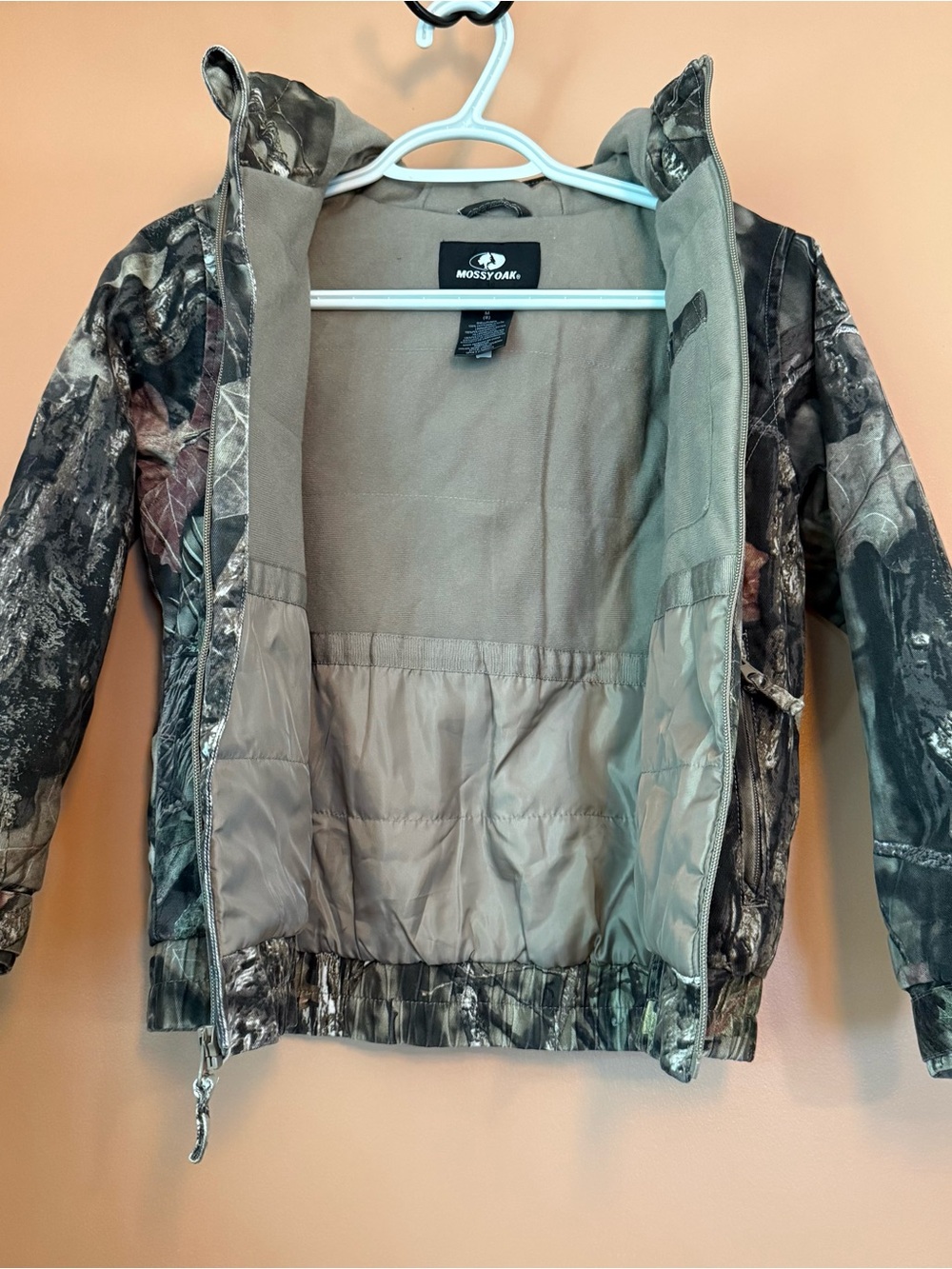 Mossy Oak Boys Size 8 Camo Hooded Hunting Jacket Insulated Full Zip - Picture 6 of 11